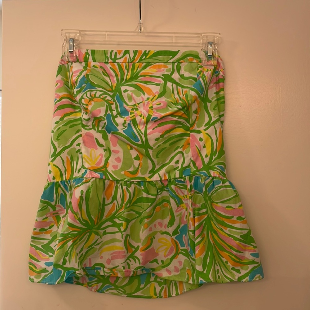 Lilly Pulitzer//Shandy Strapless Peplum Top in Elephant Ears//Size 10